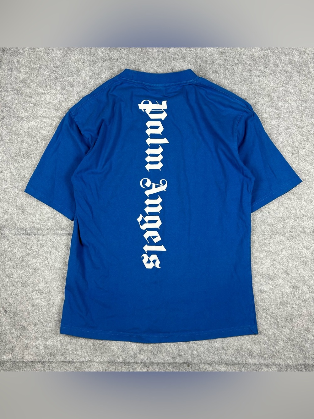 Palm Angels Blue Vertical Logo Spellout Y2K T Shirt Size Large